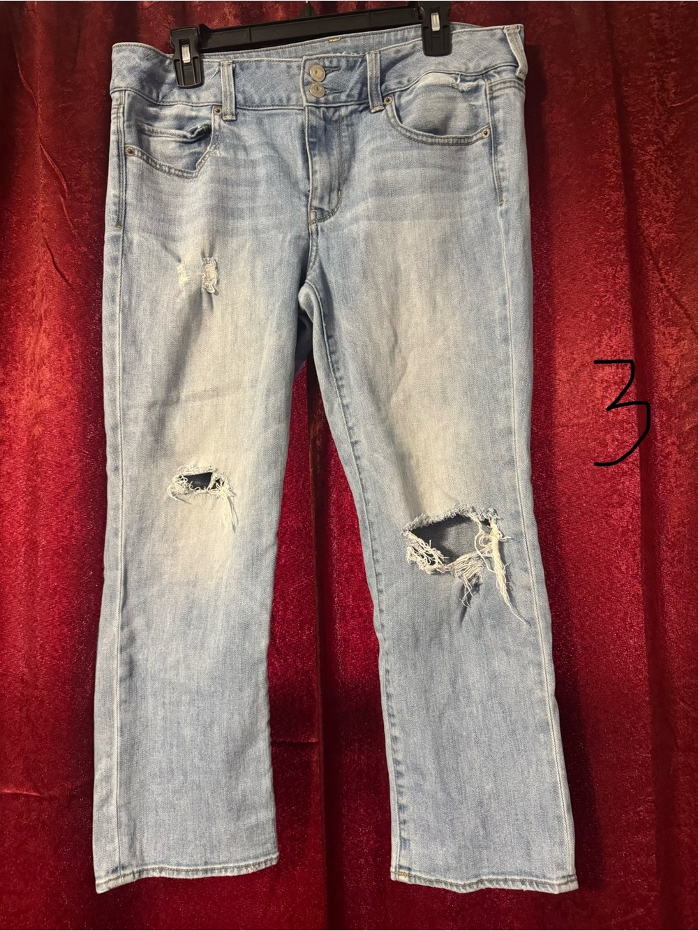 American Eagle Outfitters Light Blue Distressed Cropped Jeans